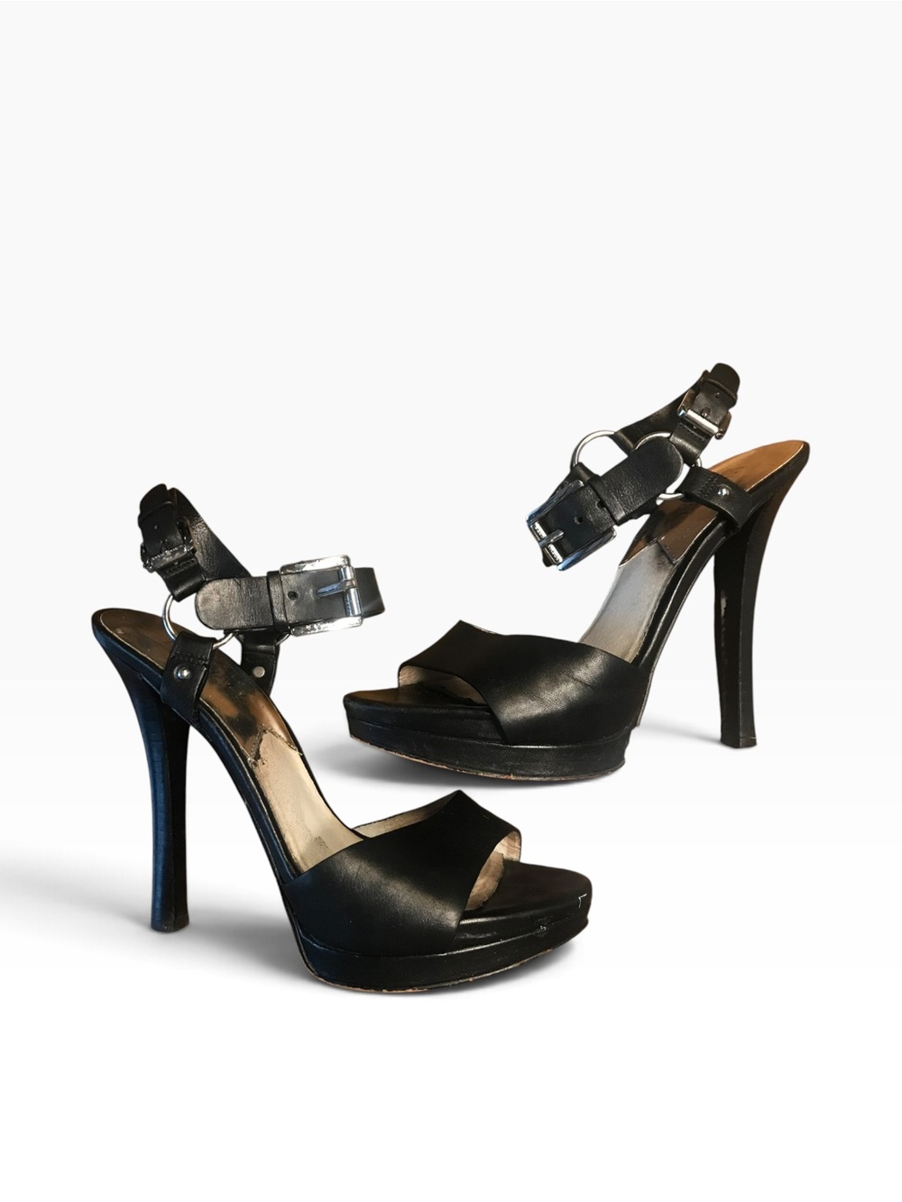 Michael Kors Black Leather Platform Heel Sandals